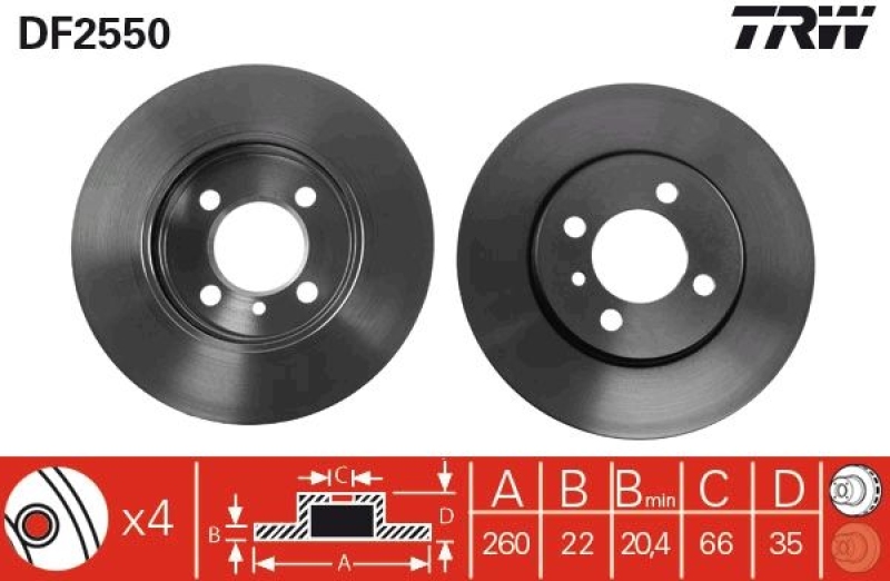 2x TRW Brake Disc