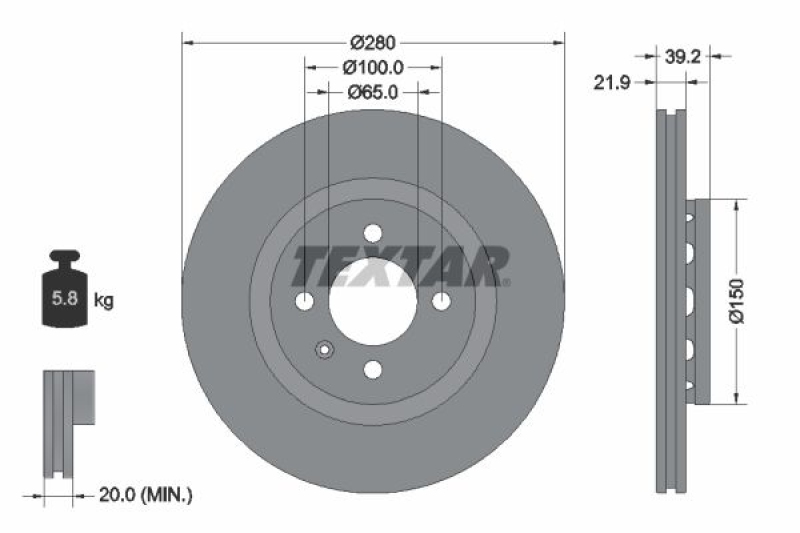 2x TEXTAR Bremsscheibe