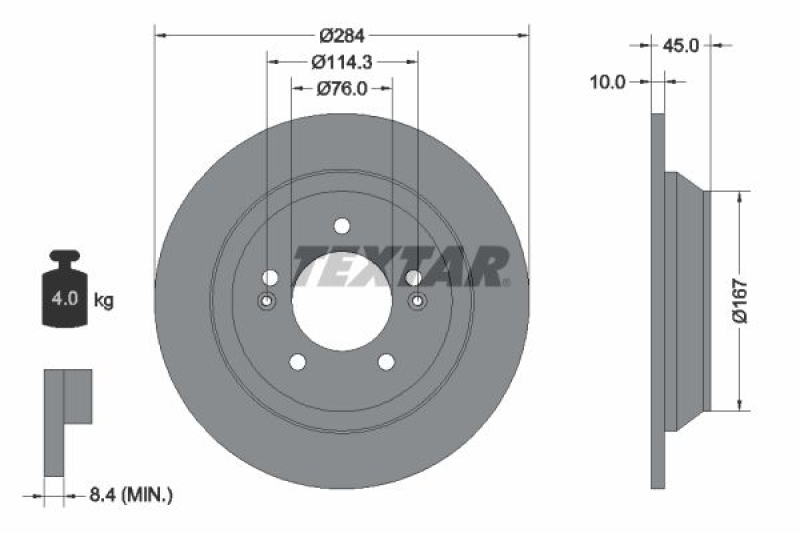 2x TEXTAR Brake Disc PRO