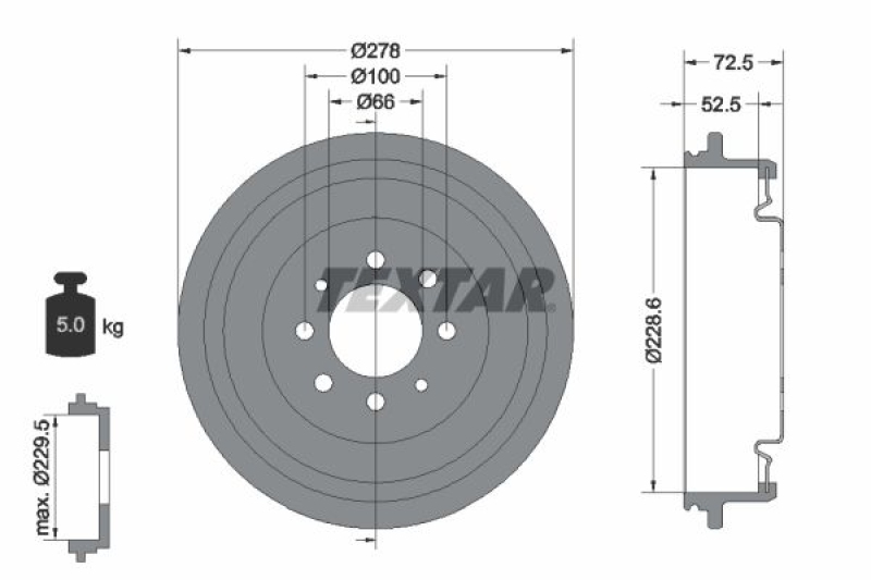 2x TEXTAR Brake Drum