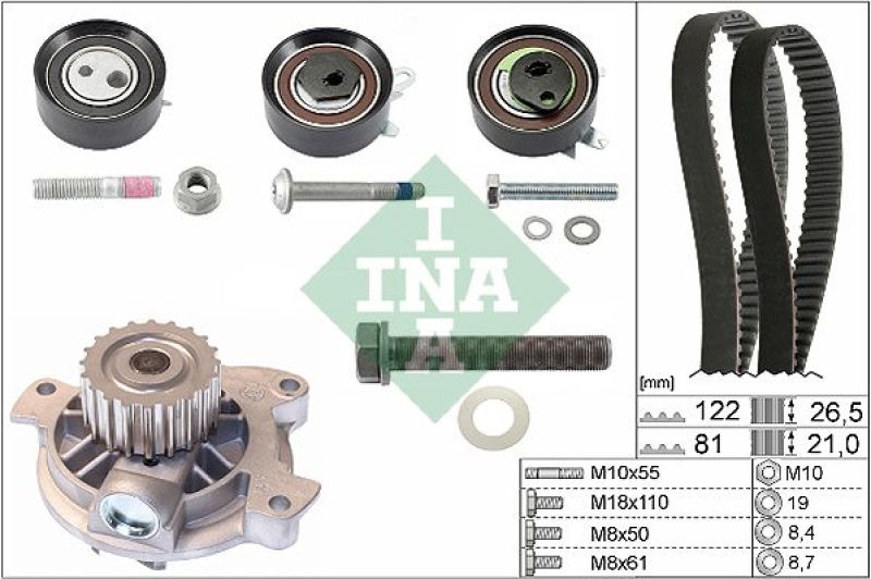 INA Water Pump & Timing Belt Set