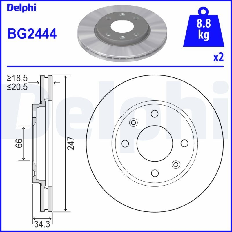 2x DELPHI Bremsscheibe