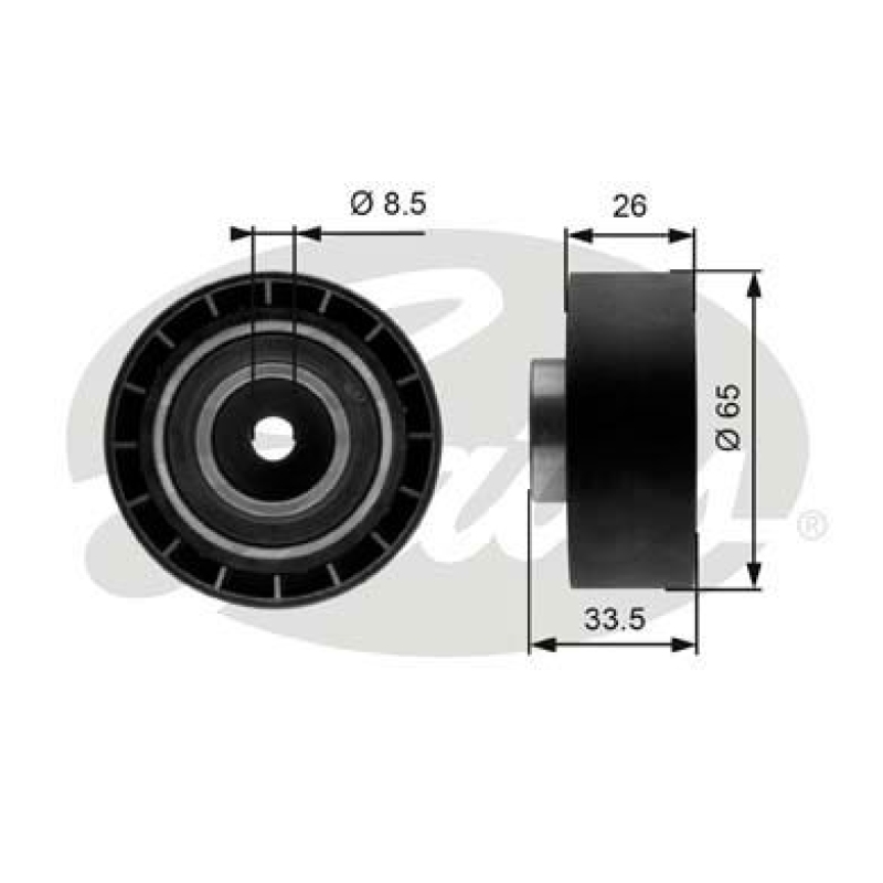 GATES Tensioner Pulley, V-ribbed belt DriveAlign®