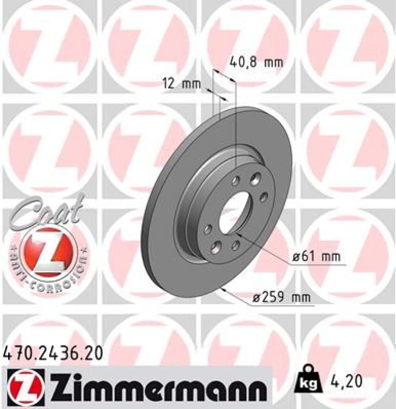 2x ZIMMERMANN Bremsscheibe COAT Z