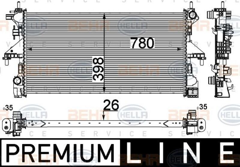 HELLA Kühler, Motorkühlung BEHR HELLA SERVICE *** PREMIUM LINE ***