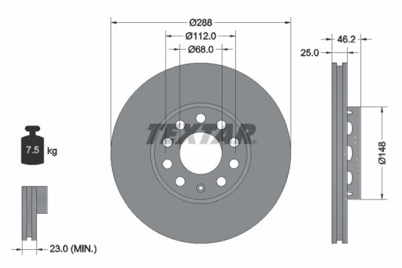 2x TEXTAR Brake Disc PRO+