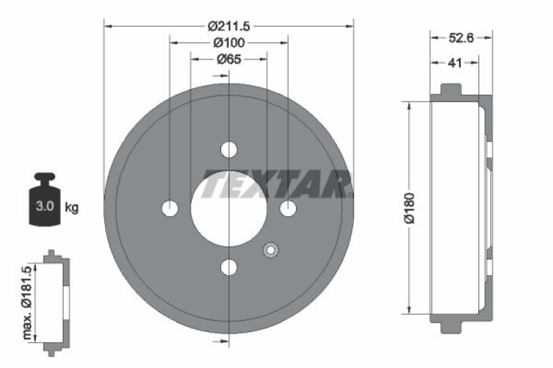 2x TEXTAR Bremstrommel