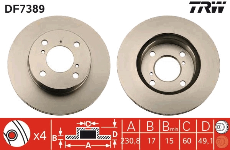 2x TRW Bremsscheibe