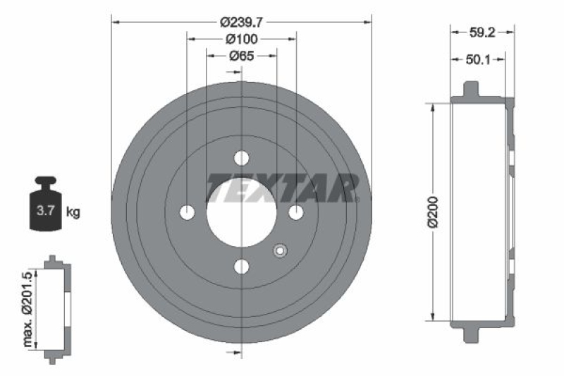 2x TEXTAR Bremstrommel