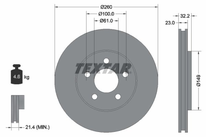 2x TEXTAR Bremsscheibe PRO