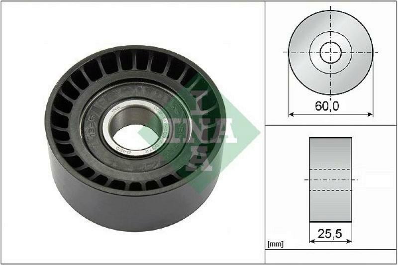 INA Deflection/Guide Pulley, v-ribbed belt