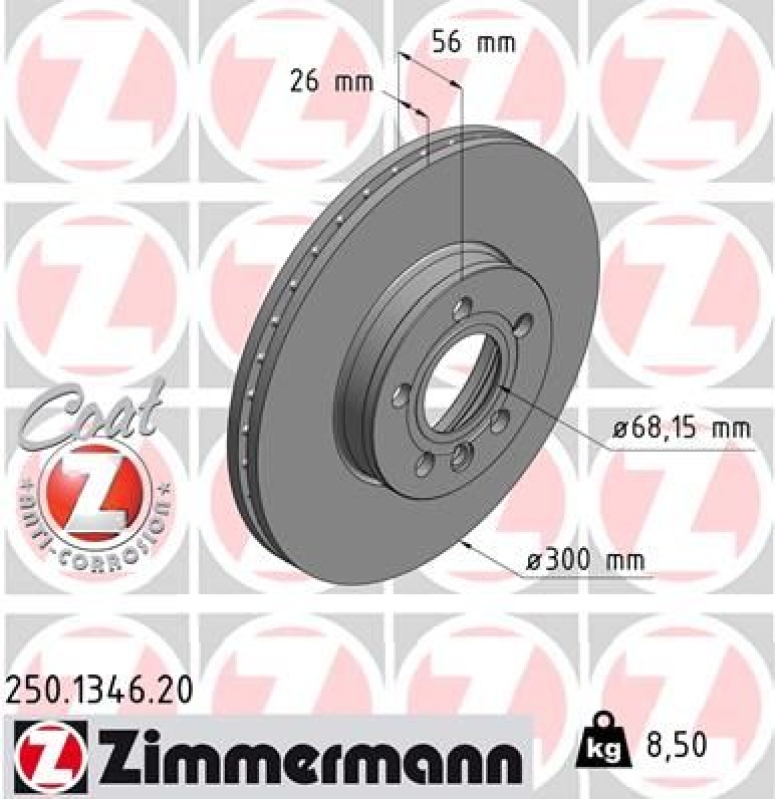 2x ZIMMERMANN Brake Disc COAT Z