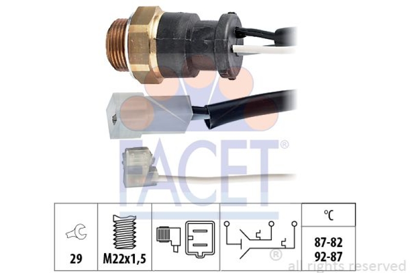 FACET Temperature Switch, radiator fan Made in Italy - OE Equivalent