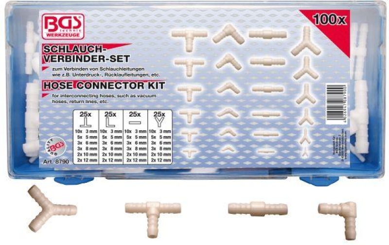 Schlauchverbinder-Sortimente | kraftstoffbeständig | 100 tlg.