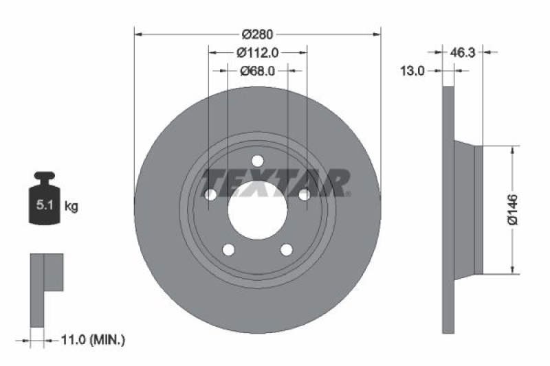 2x TEXTAR Bremsscheibe PRO+