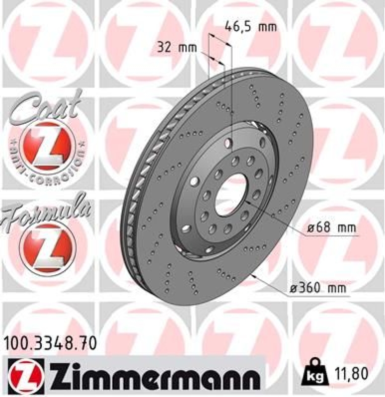 2x ZIMMERMANN Bremsscheiben Ø360mm + Beläge Vorne passend für Audi A4 B5 Avant