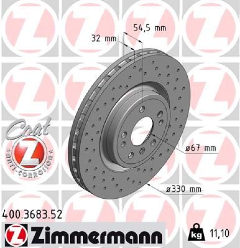 2x ZIMMERMANN Bremsscheibe SPORT COAT Z