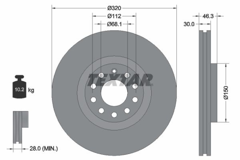 2x TEXTAR Bremsscheibe PRO