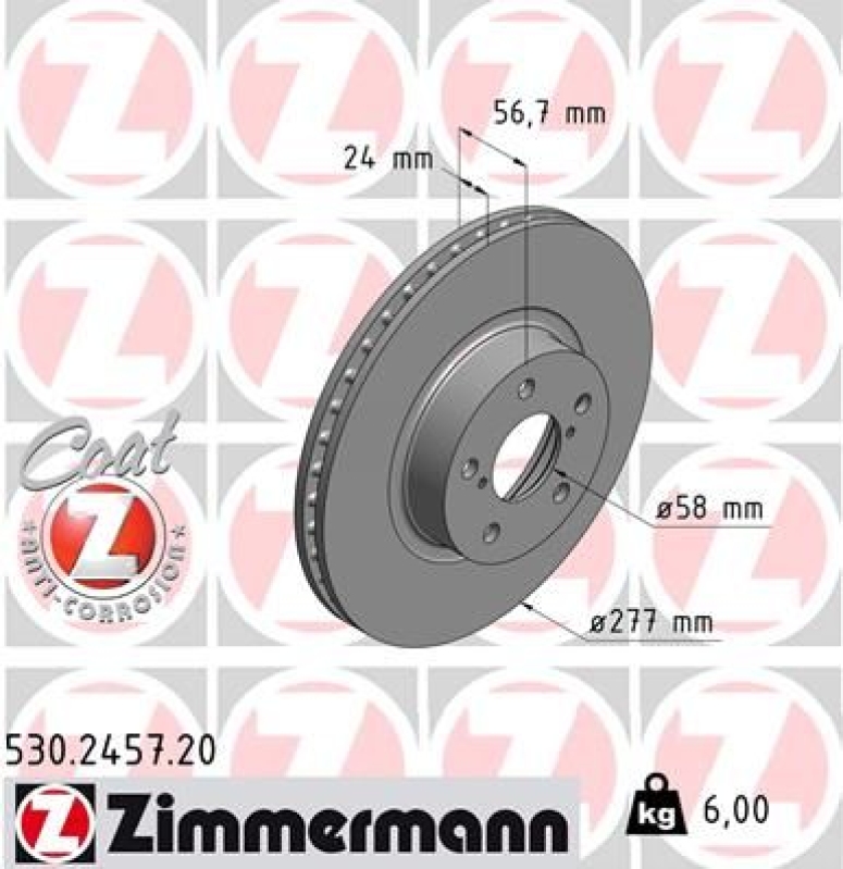 2x ZIMMERMANN Bremsscheibe COAT Z