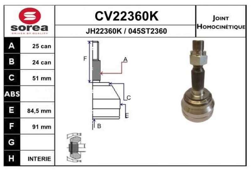 EAI Joint Kit, drive shaft