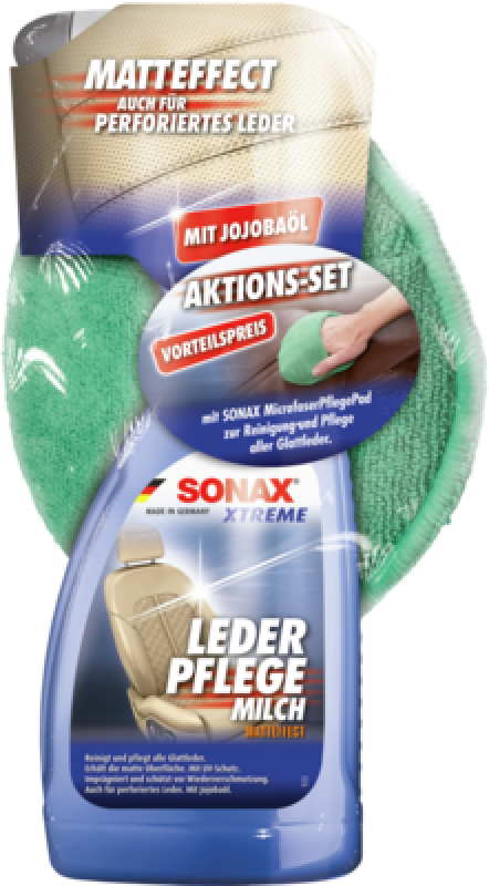 SONAX Lederpflegemittel XTREME LederPflegeMilch mit MicrofaserPad