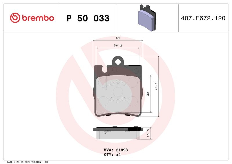 Brembo Xtra Line Bremsscheiben 290mm + Bremsbeläge Hinten passend für Mercedes