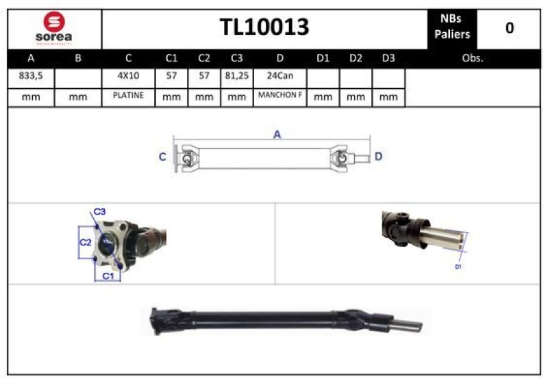 SNRA Propshaft, axle drive