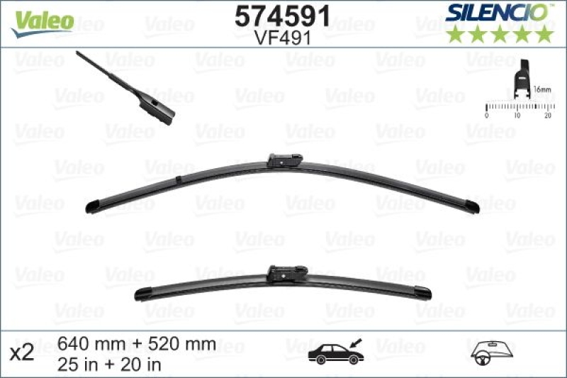 VALEO Wiper Blade SILENCIO FLAT BLADE SET