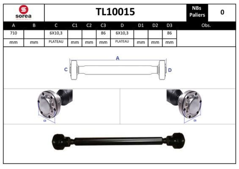 SNRA Propshaft, axle drive