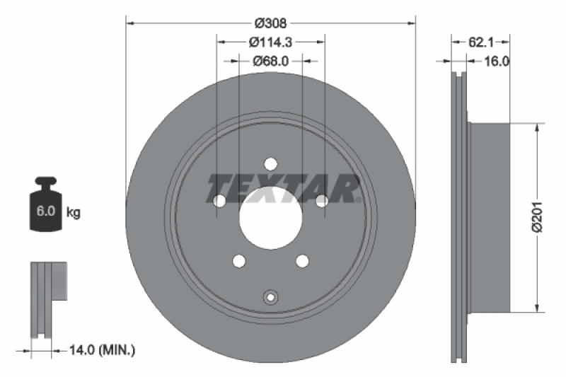 2x TEXTAR Brake Disc PRO