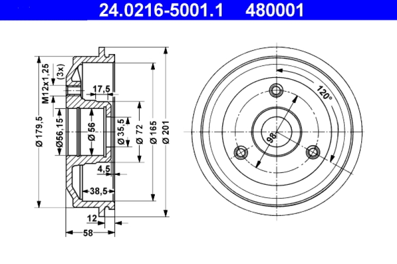 2x ATE Brake Drum