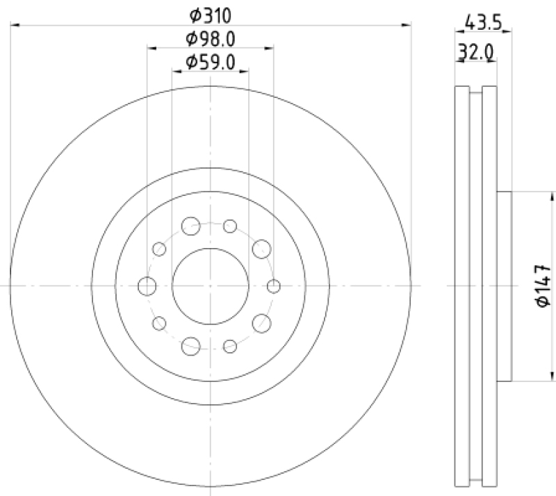 2x HELLA Brake Disc