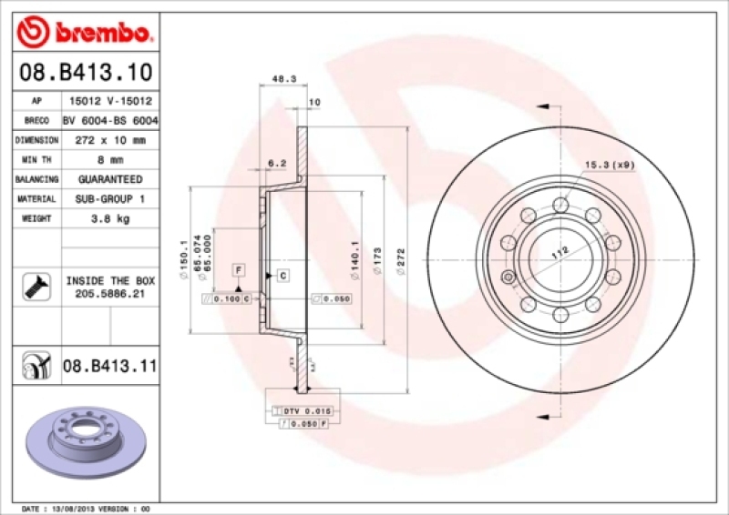 Brembo Bremsscheiben Ø272mm + Beläge Hinten passend für Skoda Octavia III Combi