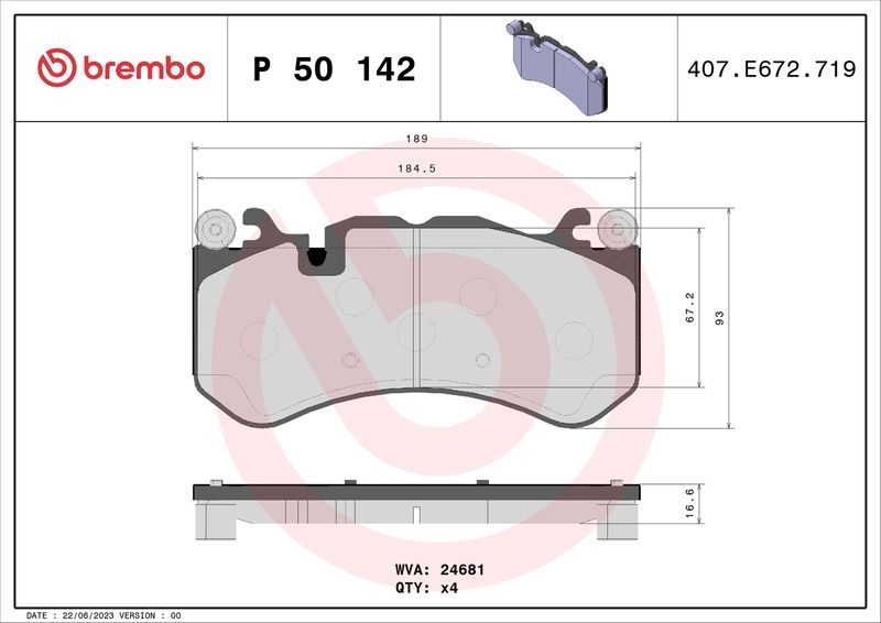 BREMBO Brake Pad Set, disc brake