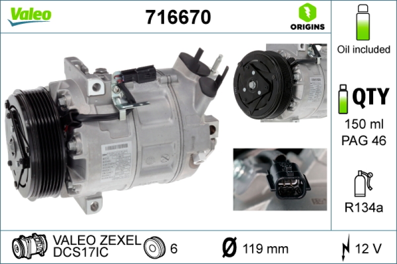 VALEO Compressor, air conditioning NEW ORIGINAL PART