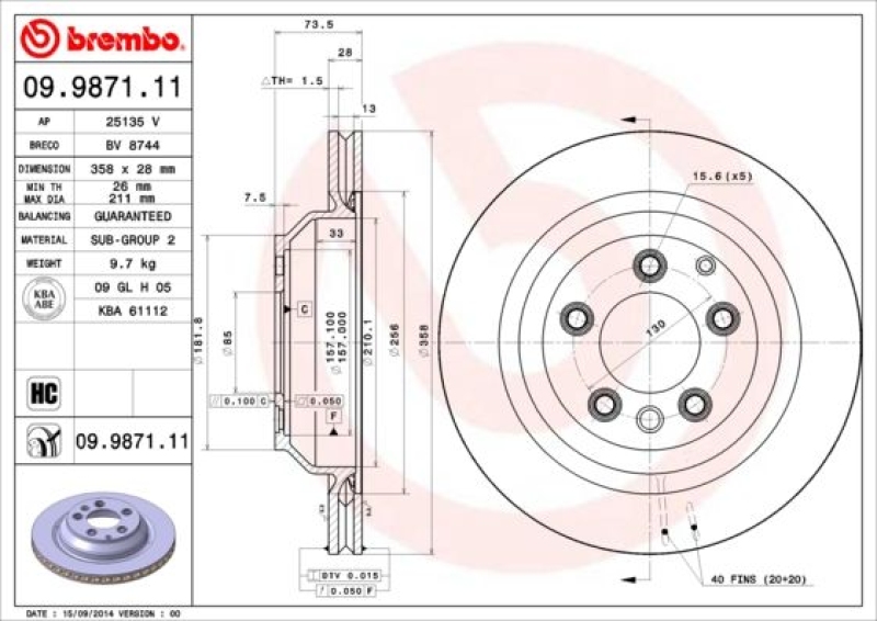 2x Brembo Bremscheibe Ø358mm + Beläge hinten passend für VW TOUAREG AUDI Q7