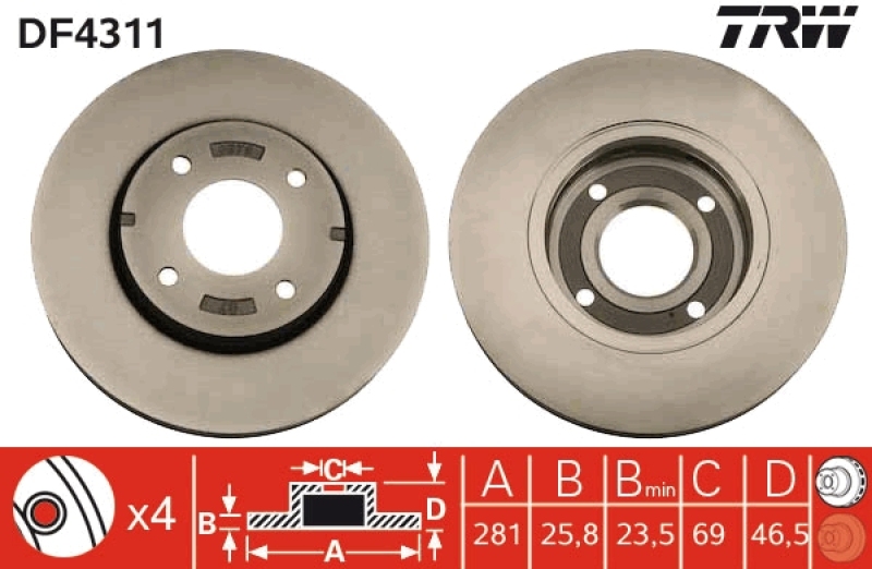 2x TRW Brake Disc