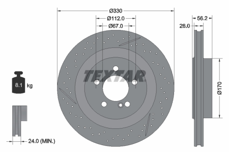 2x TEXTAR Bremsscheibe PRO+