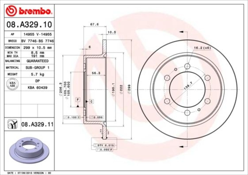 2x BREMBO Bremsscheibe PRIME LINE