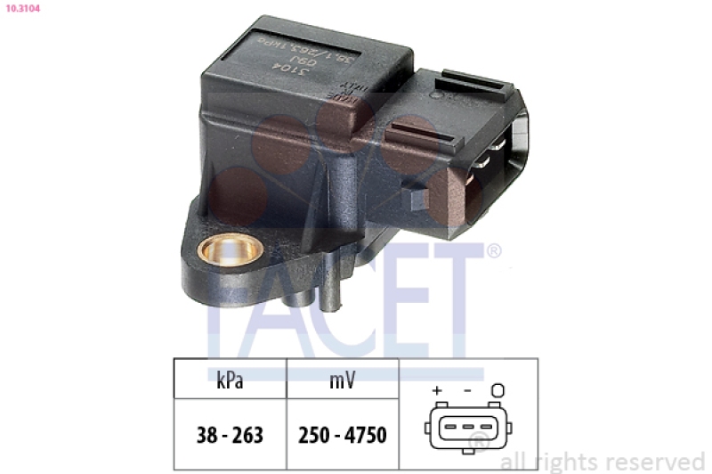 FACET Air Pressure Sensor, height adaptation Made in Italy - OE Equivalent