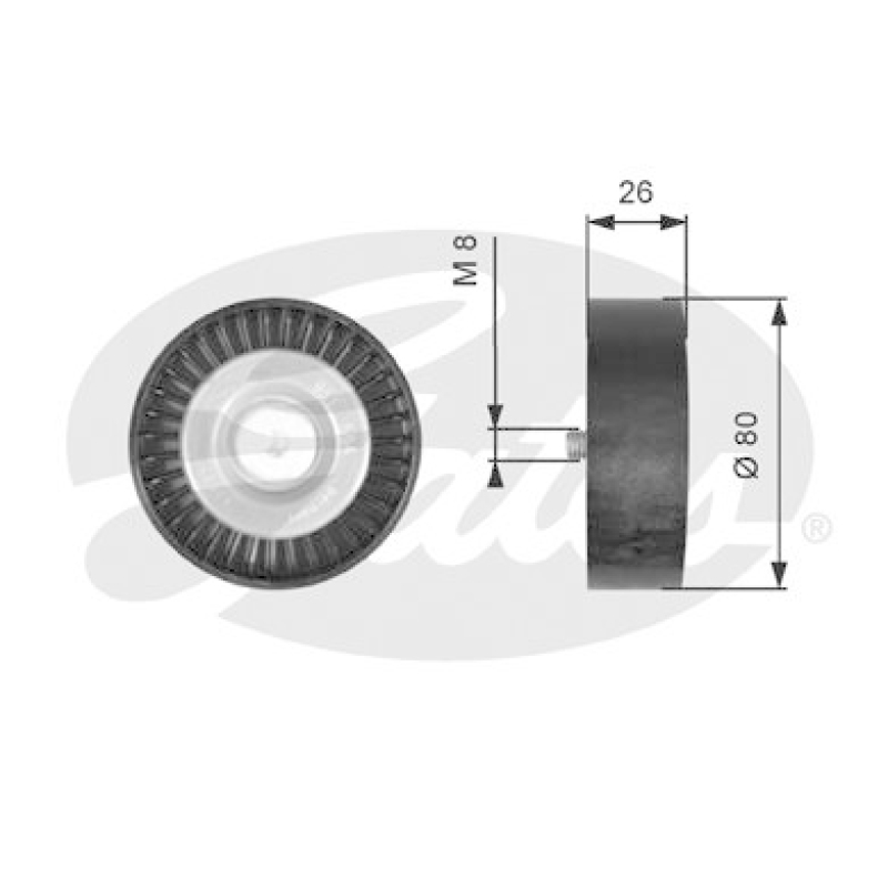 GATES Deflection/Guide Pulley, V-ribbed belt DriveAlign®