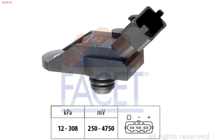 FACET Air Pressure Sensor, height adaptation Made in Italy - OE Equivalent