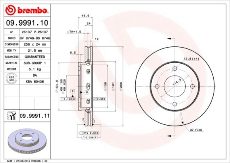 2x BREMBO Bremsscheibe PRIME LINE - UV Coated