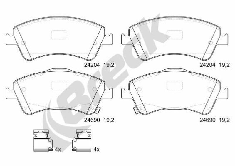BRECK Bremsbelagsatz, Scheibenbremse