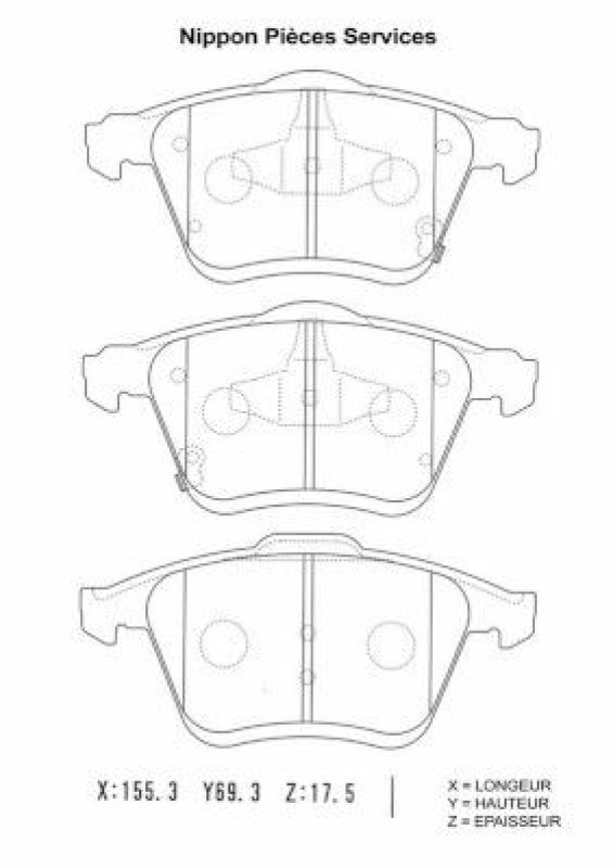 NPS Brake Pad Set, disc brake