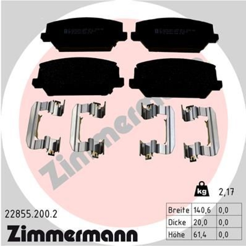 ZIMMERMANN Bremsbelagsatz, Scheibenbremse