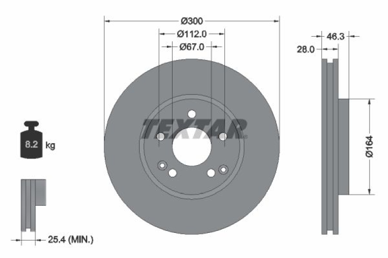 2x TEXTAR Bremsscheibe PRO