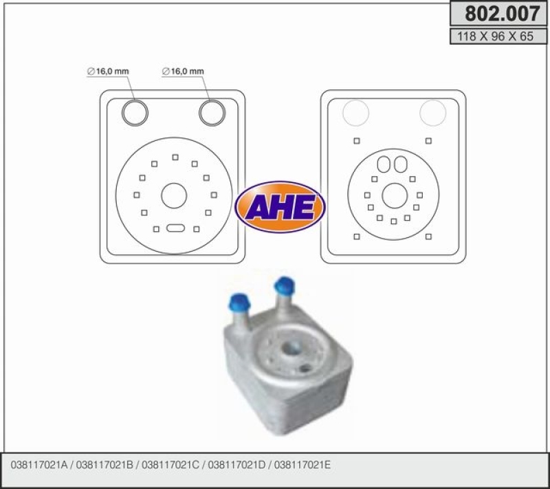 AHE Oil Cooler, engine oil