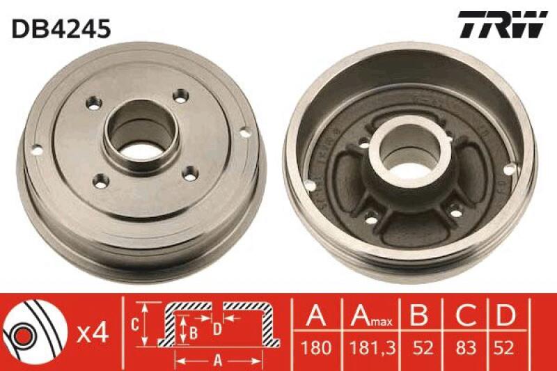 2x TRW Brake Drum