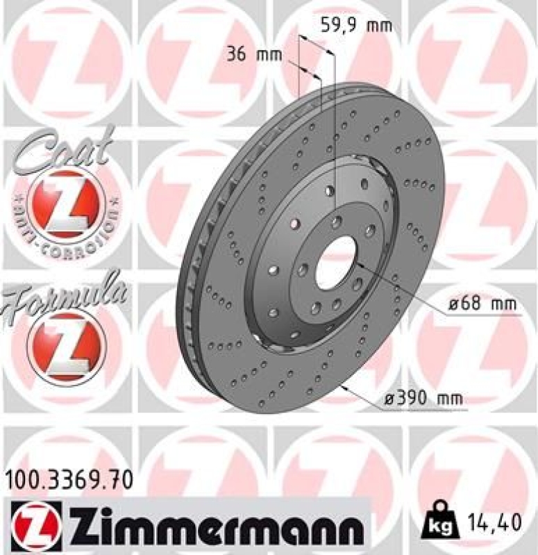 2x ZIMMERMANN Bremsscheibe FORMULA Z COAT Z